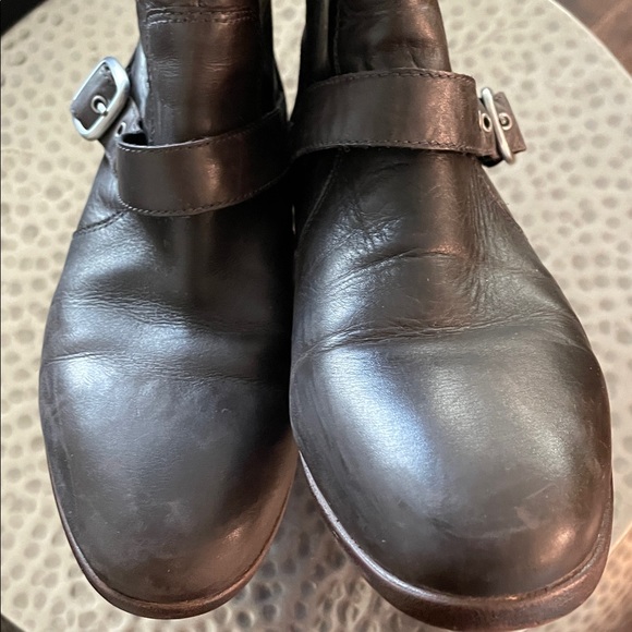 UGG Australia Frances Buckle Moto-Style Boots Women Size 7.5 Dark Brown Leather - Picture 7 of 14